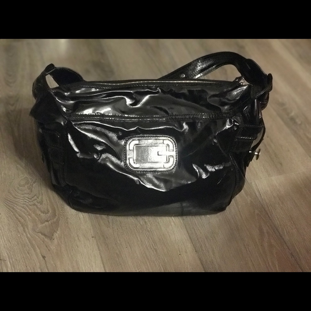 G by Guess Glossy Black Shoulder Purse